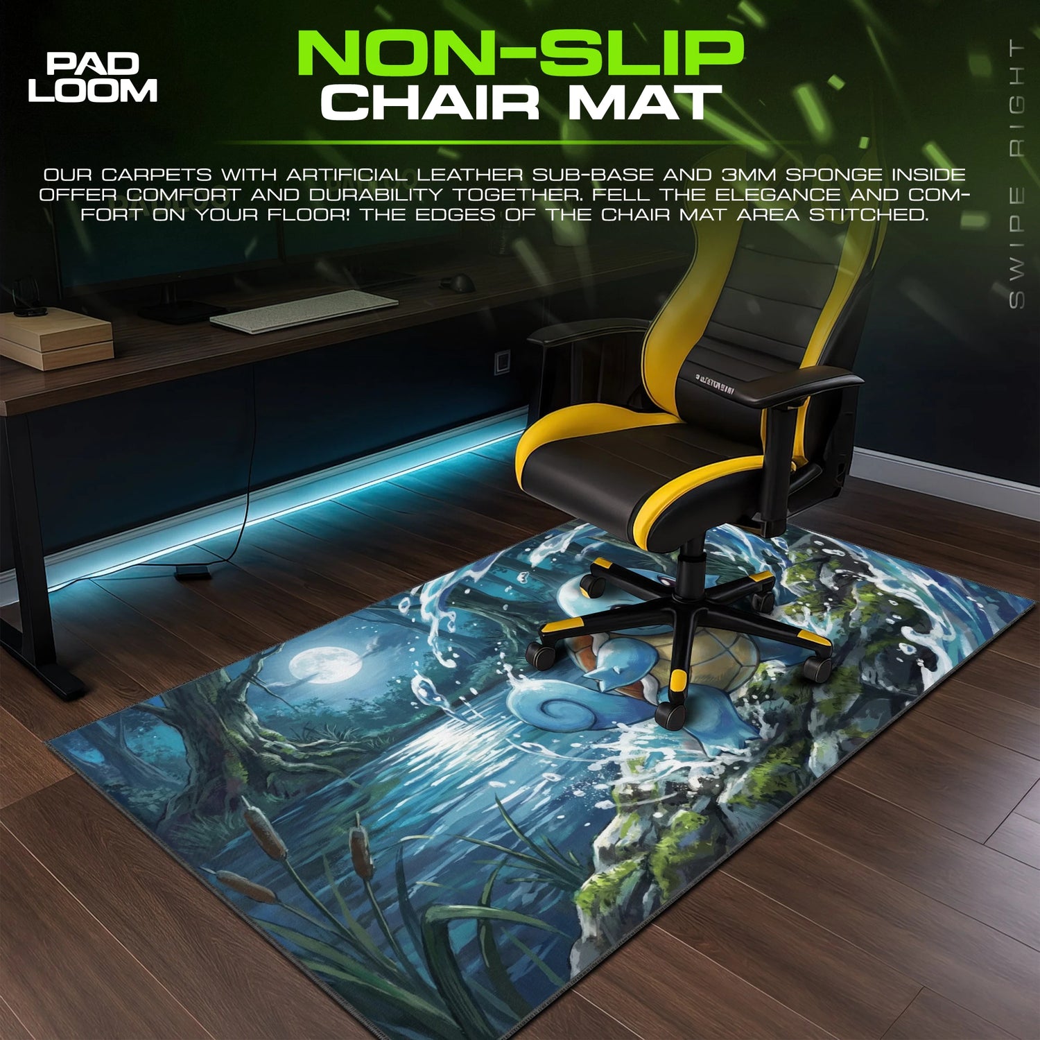 Squirtle Moonlit Splash Mouse Pad - Pokémon Desk Mat