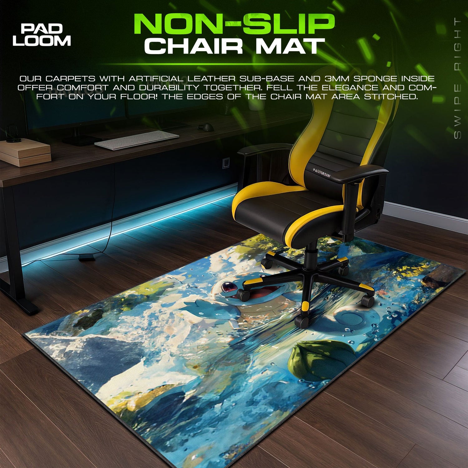 Squirtle River Jump Mouse Pad, Pokémon Gaming Desk Mat Padloom
