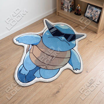 Squirtle shaped area rug, die-cut anime gaming rug