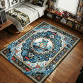 Pokemon Squirtle wearing sunglasses skating on Supreme board blue water Persian hypebeast area rug