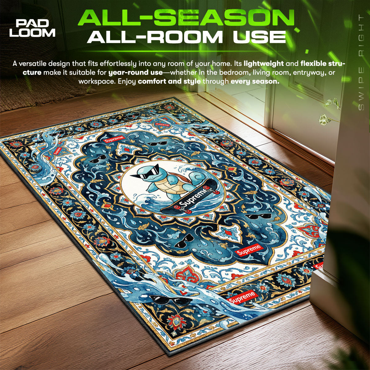 Supreme Squirtle Skate Rug - Streetwear Floor Mat