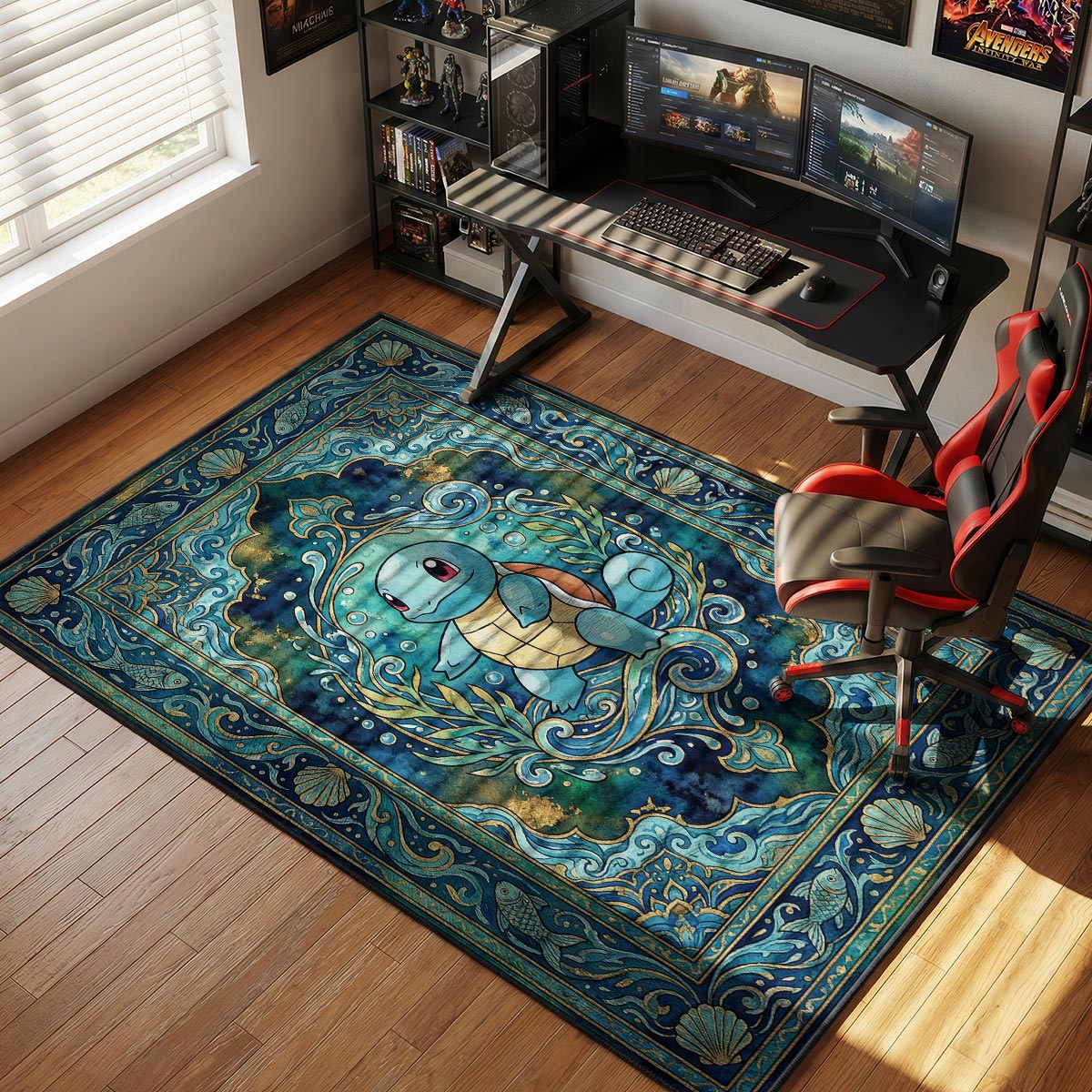 Squirtle Ocean Waves Chair rug — main product view