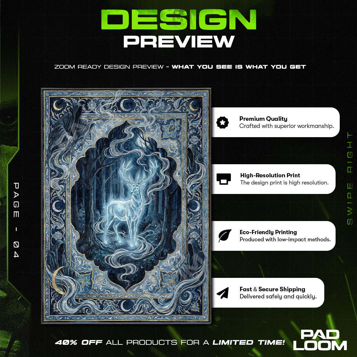 Room character design printed on rug