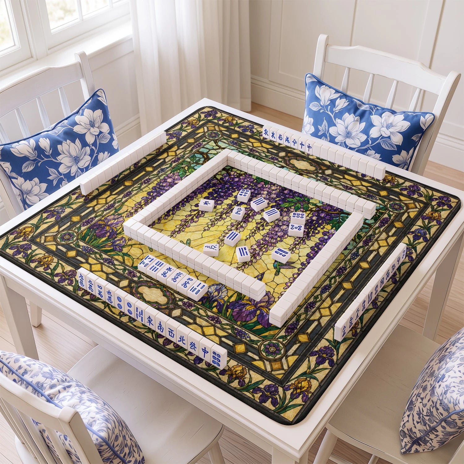 Stained Glass Wisteria Mahjong Mat - Mah Jongg Mat