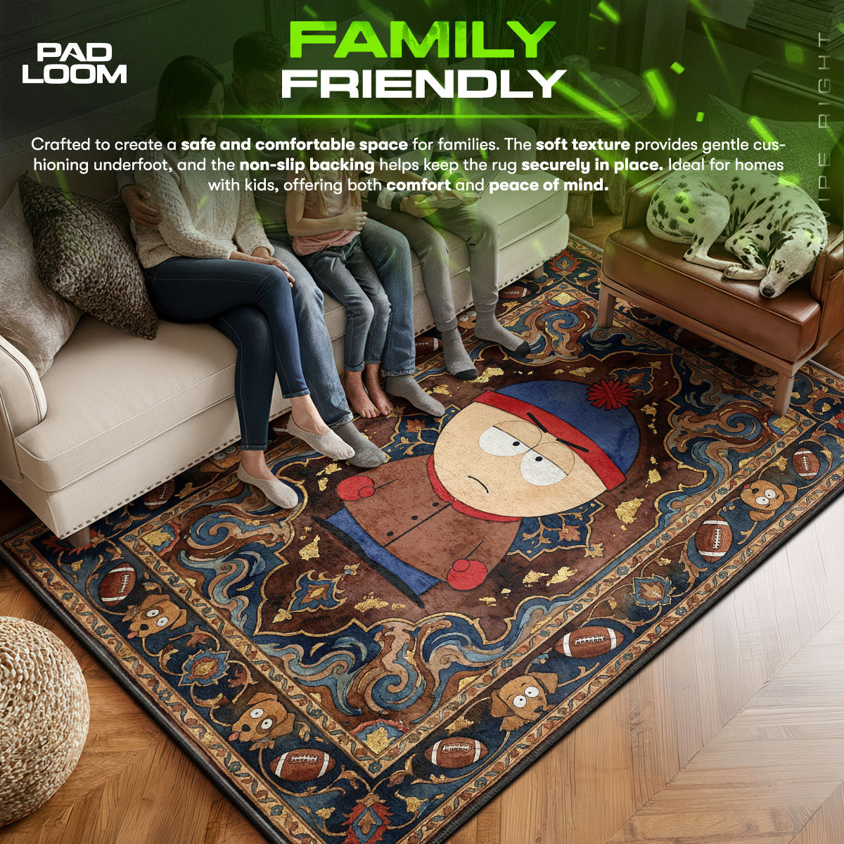Area character design printed on rug