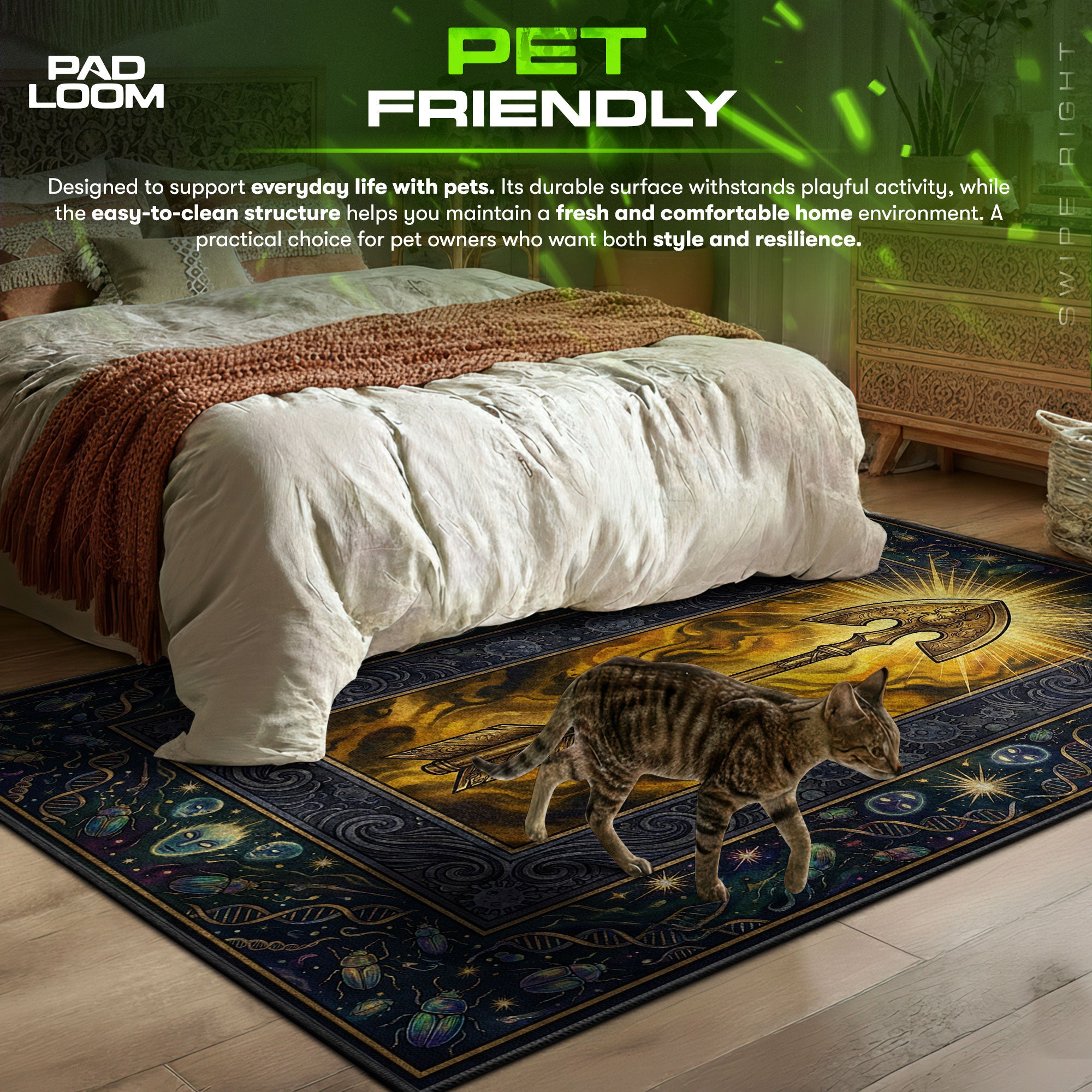 Detailed close-up of DIO rug pattern