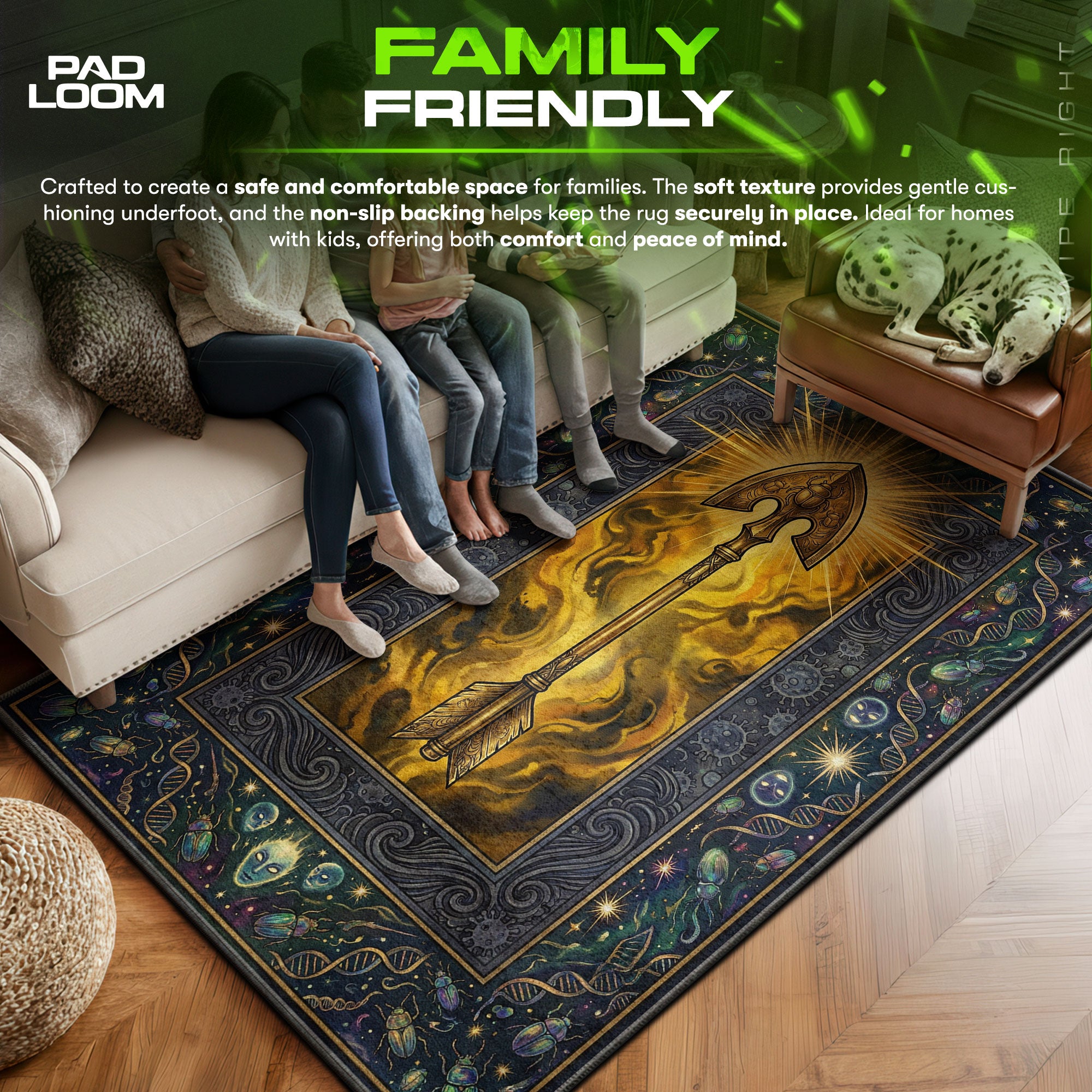 DIO area rug showing full home decor artwork