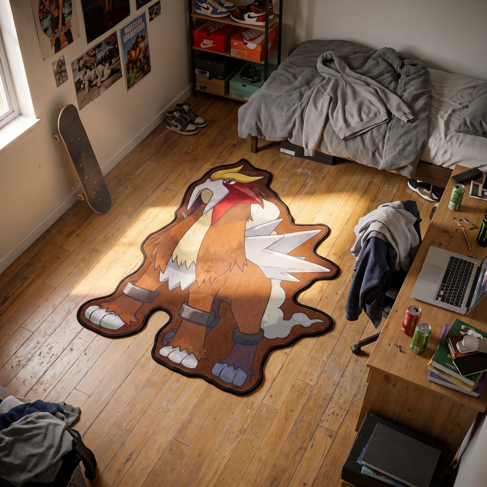 Standing Entei Rug - Shaped Anime Area Rug
