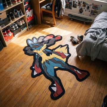 Standing Mega Lucario Rug - Shaped Anime Area Rug