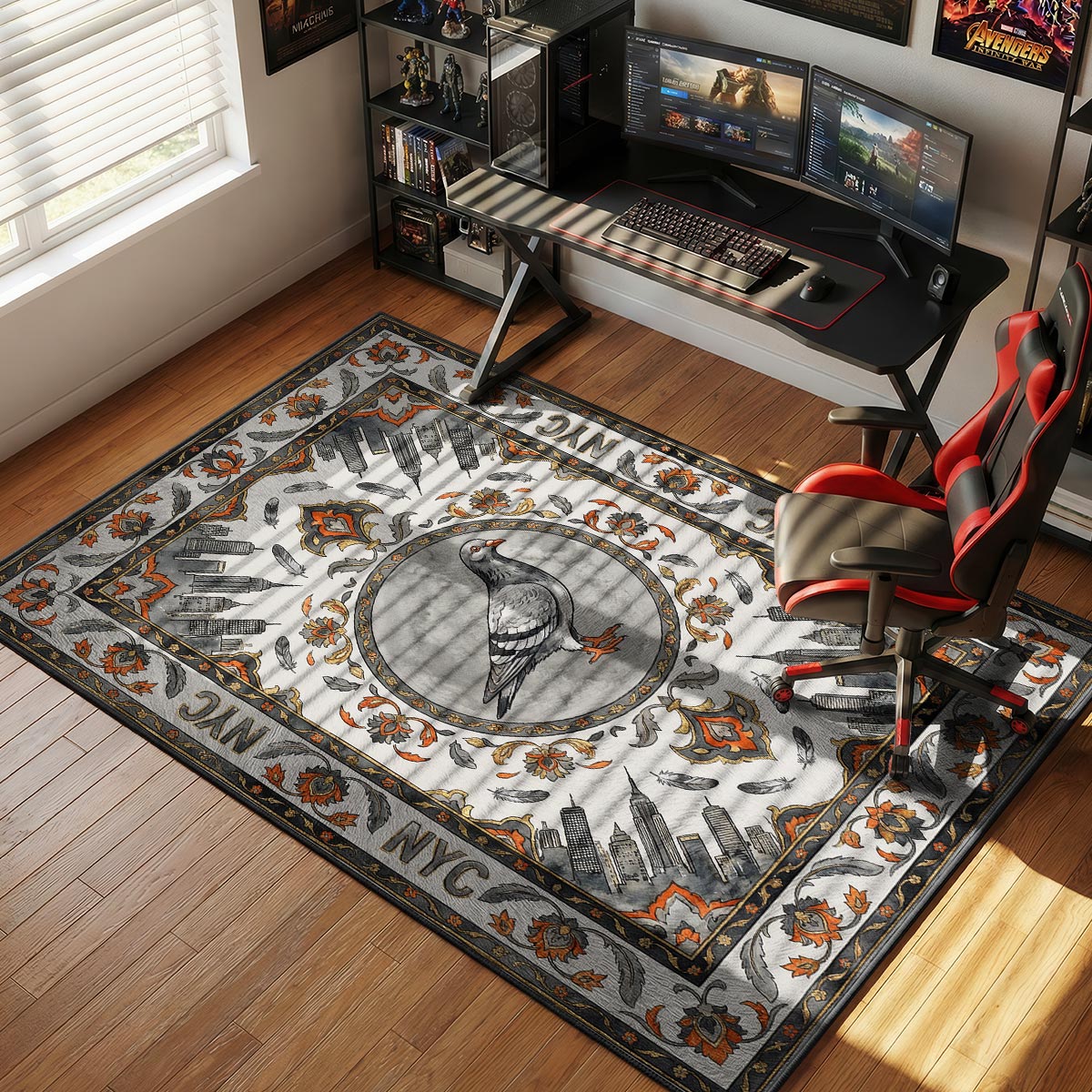 Staple Pigeon NYC Skyline Streetwear Culture Floor rug — main product view