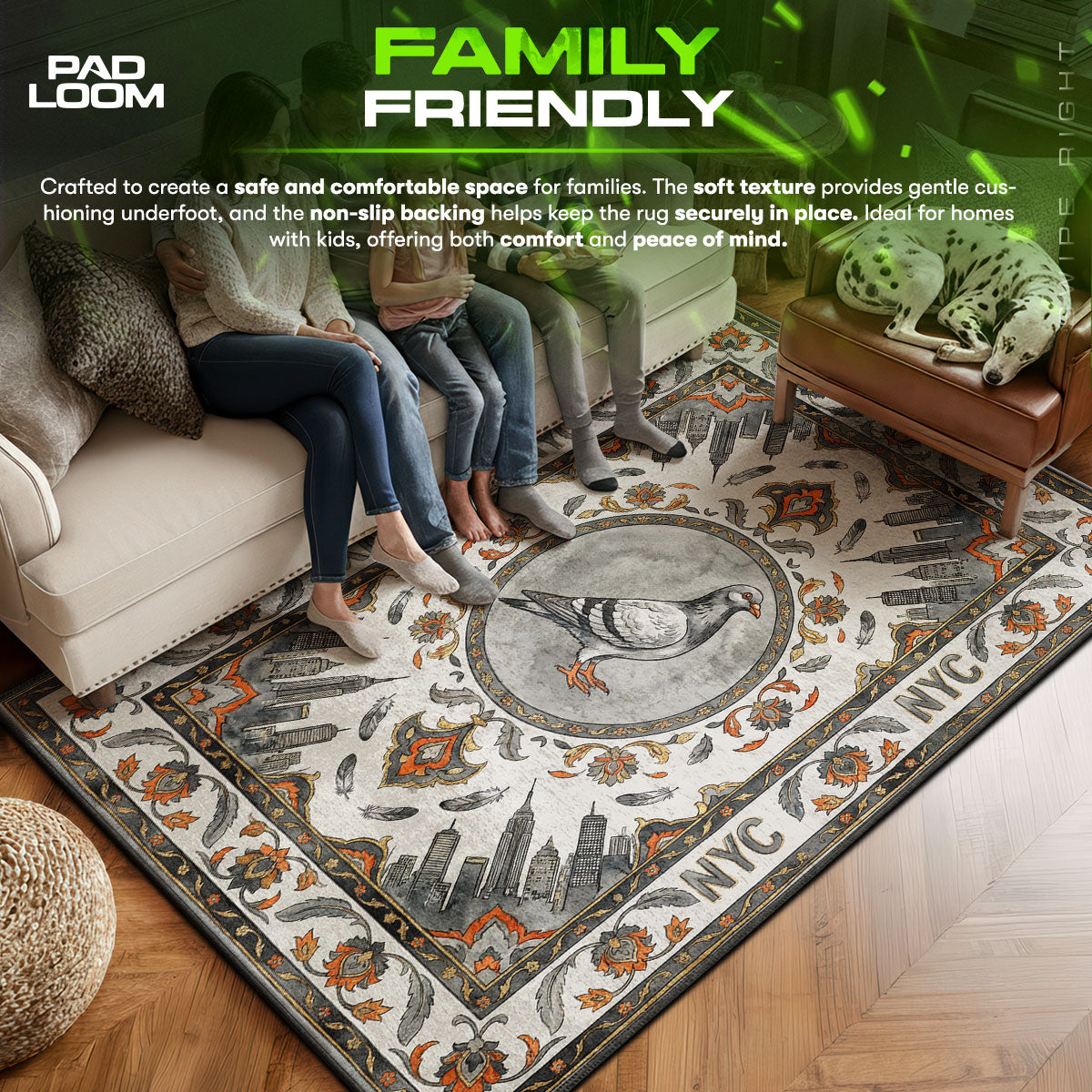 Staple area rug showing full home decor artwork