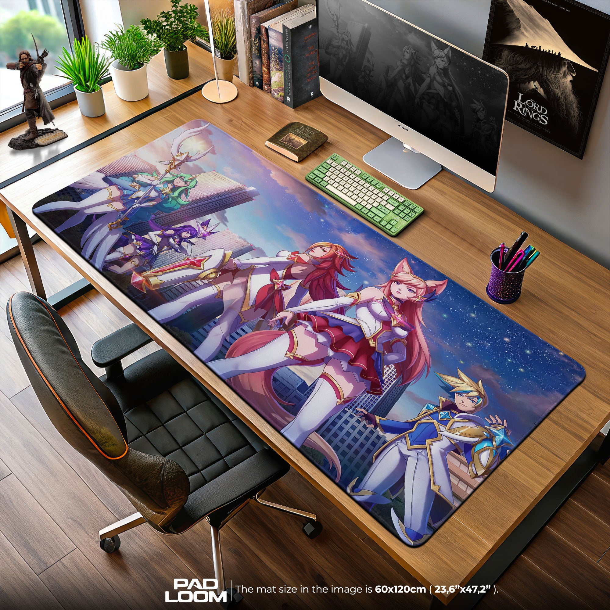 Star Guardian Cityscape Mouse Pad, League Heroic Team Gaming Desk Mat