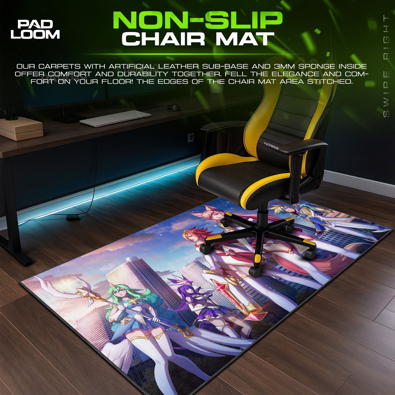 Star Guardian Cityscape Mouse Pad, League Heroic Team Gaming Desk Mat Padloom