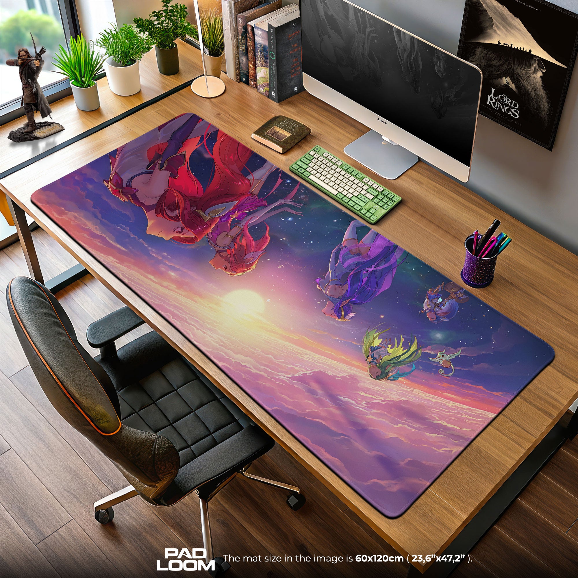 Star Guardian Skies Mouse Pad, League Anime-Inspired Gaming Desk Mat