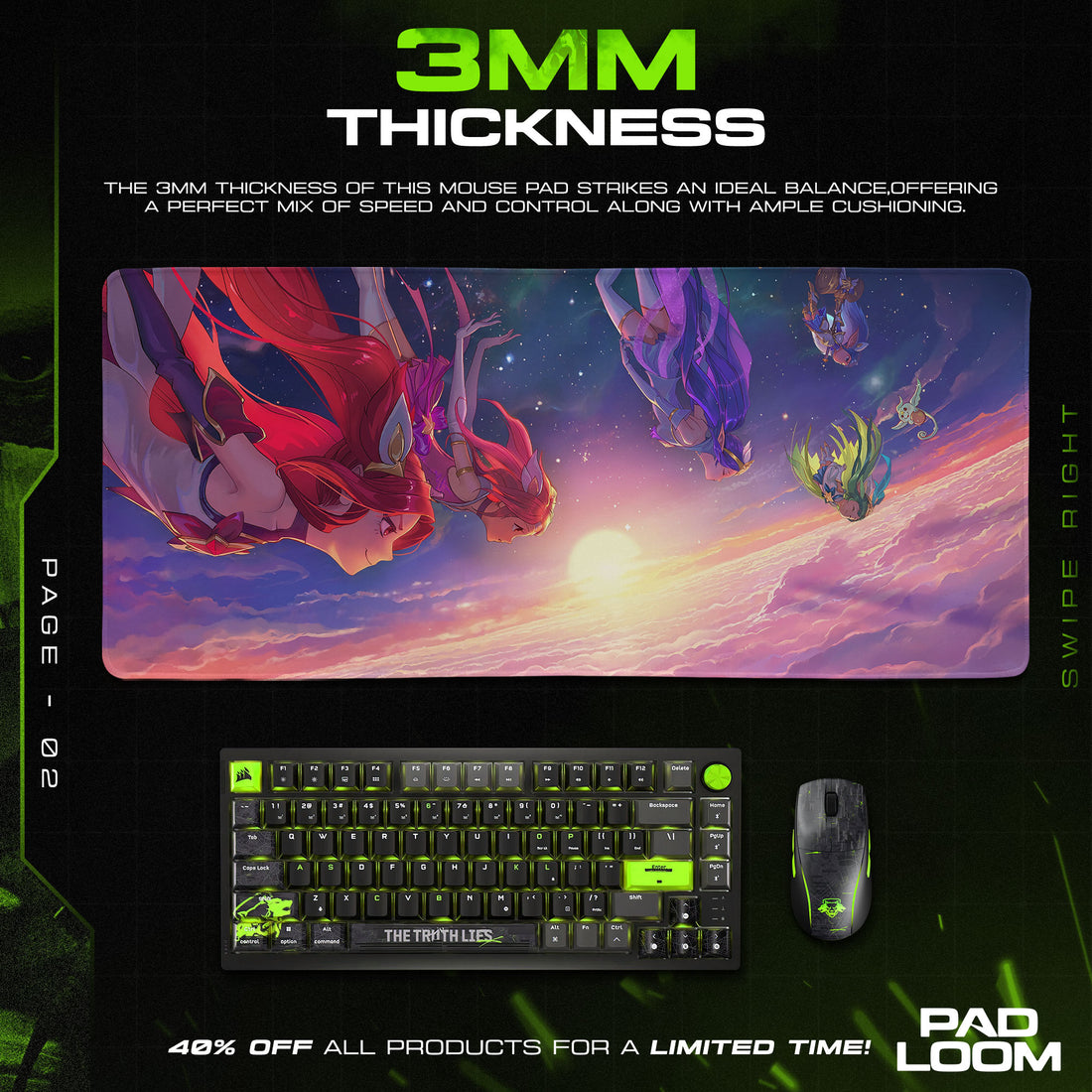 Star Guardian Skies Mouse Pad, League Anime-Inspired Gaming Desk Mat