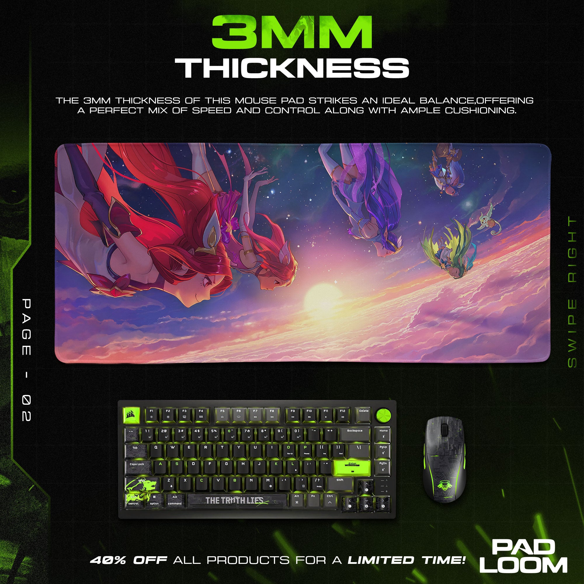 Star Guardian Skies Mouse Pad, League Anime-Inspired Gaming Desk Mat
