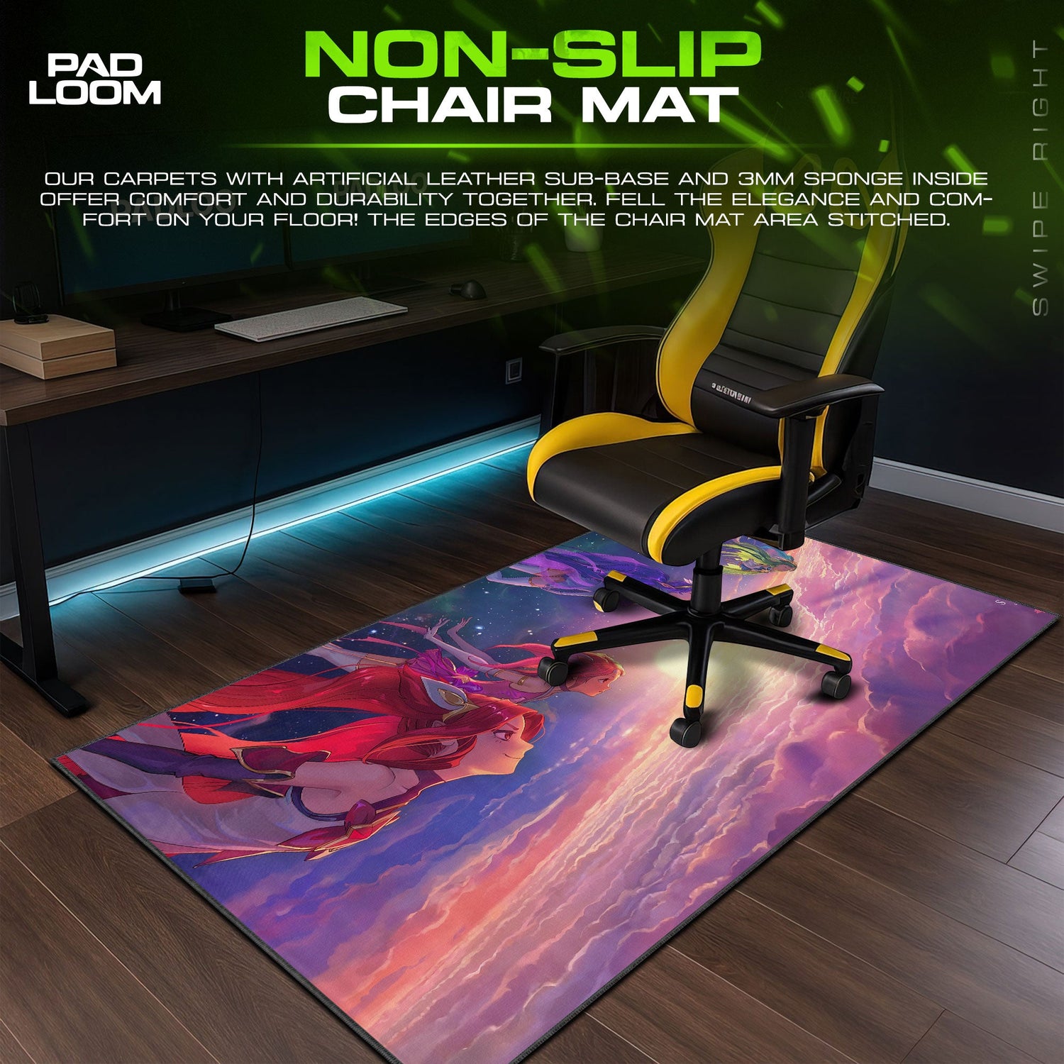 Star Guardian Skies Mouse Pad, League Anime-Inspired Gaming Desk Mat Padloom