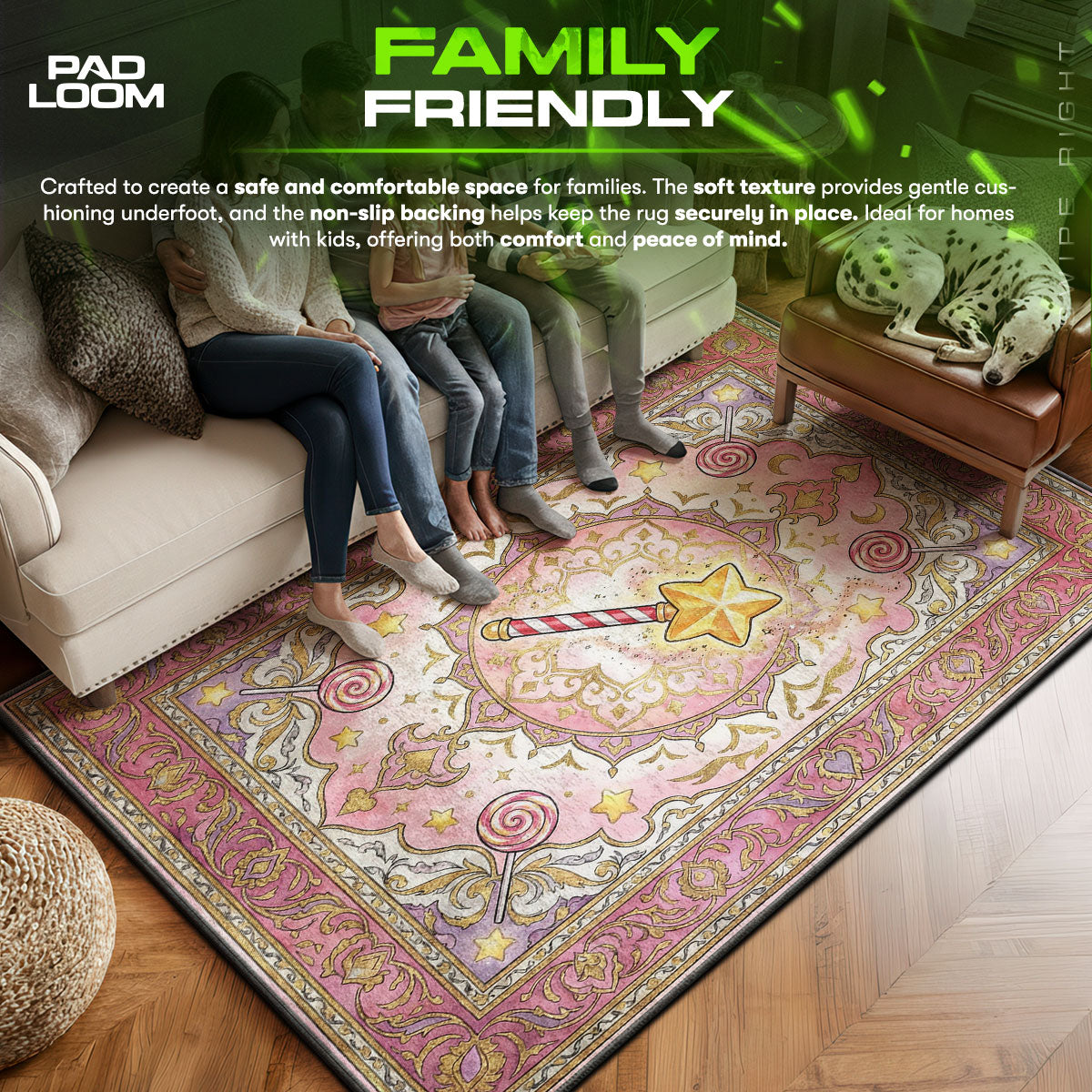 Star area rug showing full home decor artwork