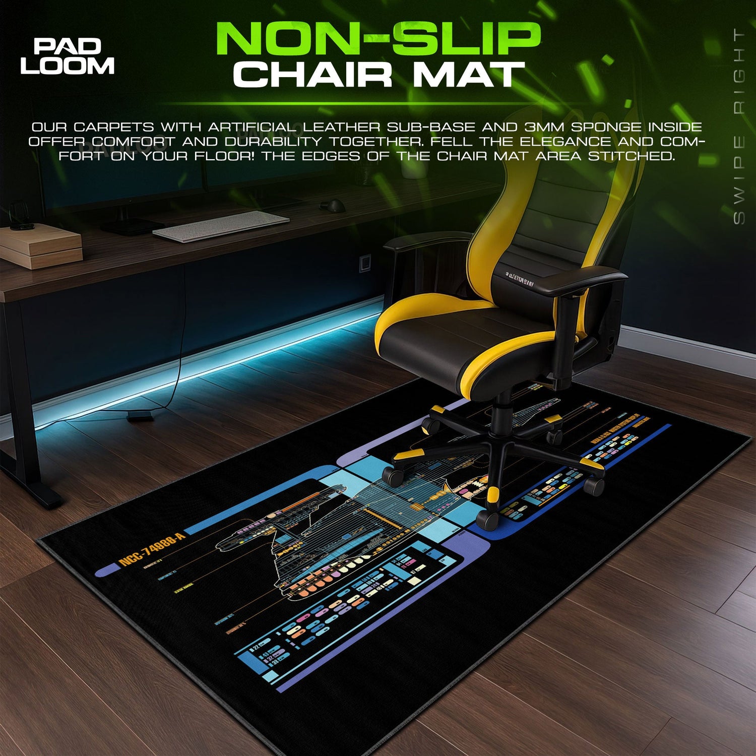 Star Trek Cambrian Mouse Pad, Nebula Class LCARS Gaming Desk Mat Padloom