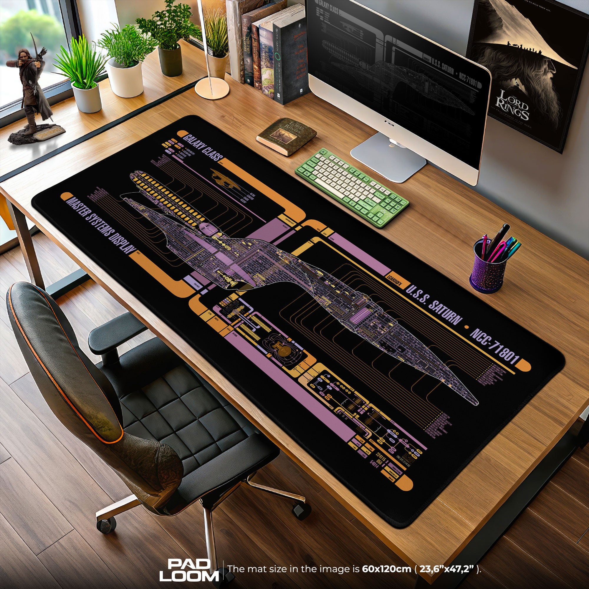 Star Trek Saturn Mouse Pad, Galaxy Class LCARS Gaming Desk Mat