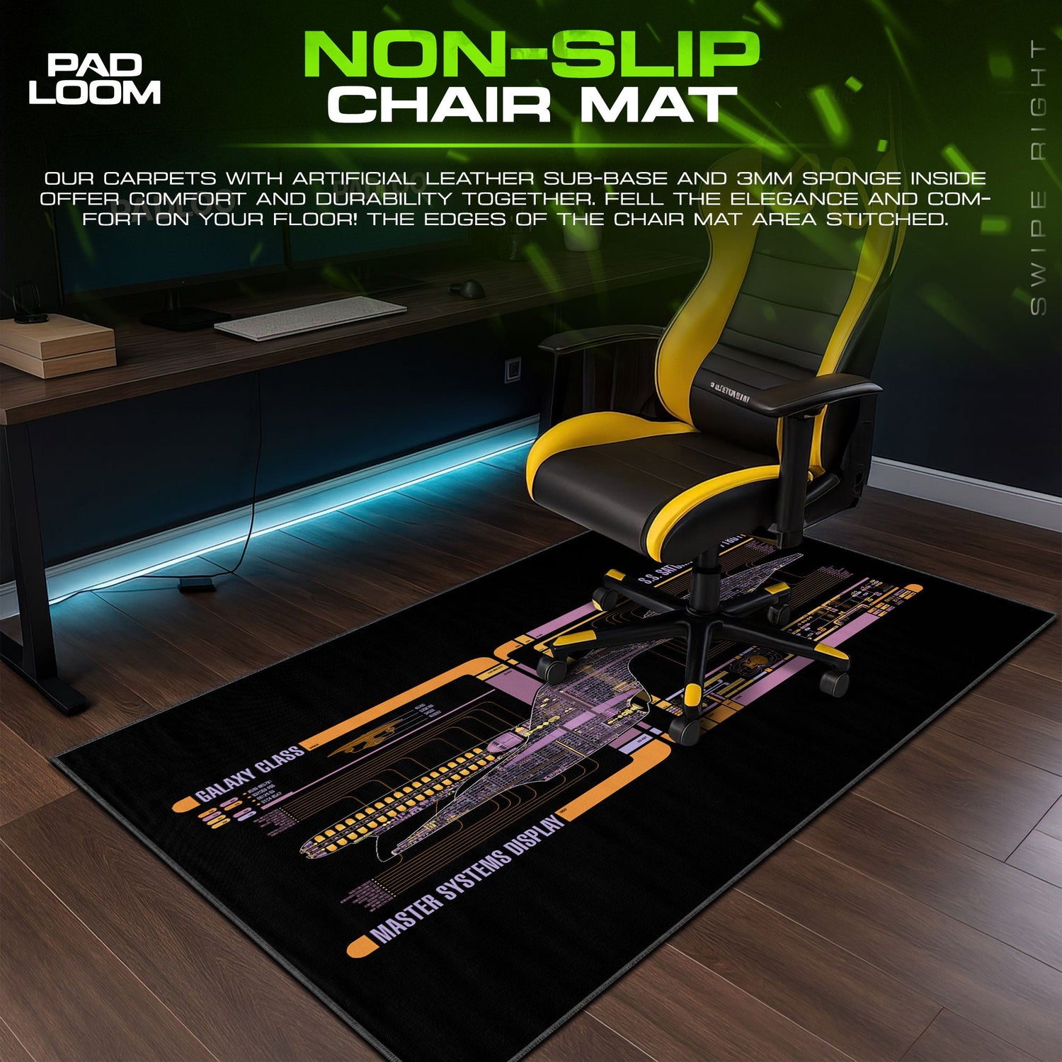 Star Trek Saturn Mouse Pad, Galaxy Class LCARS Gaming Desk Mat Padloom