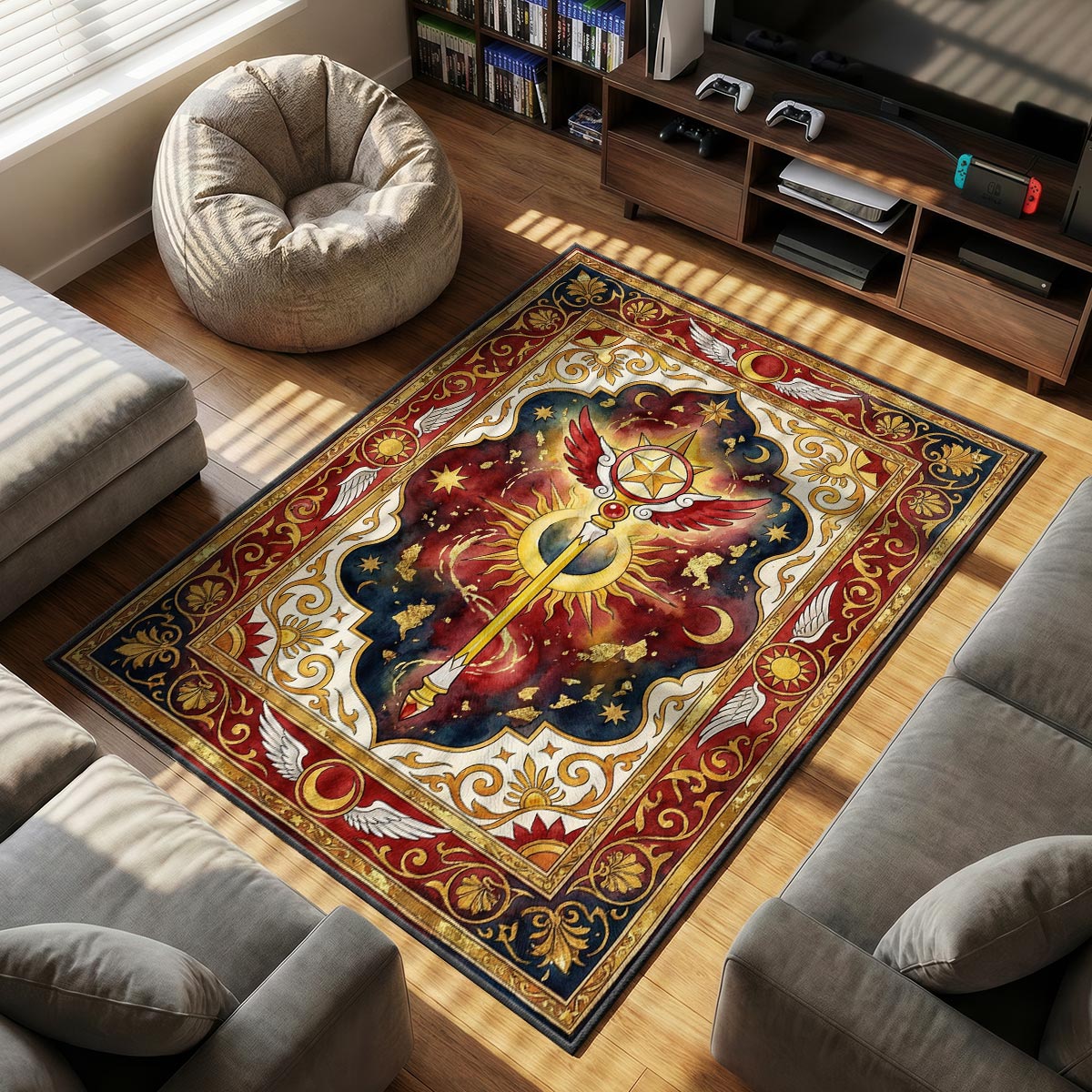 Star Wand themed area rug for home decor fans