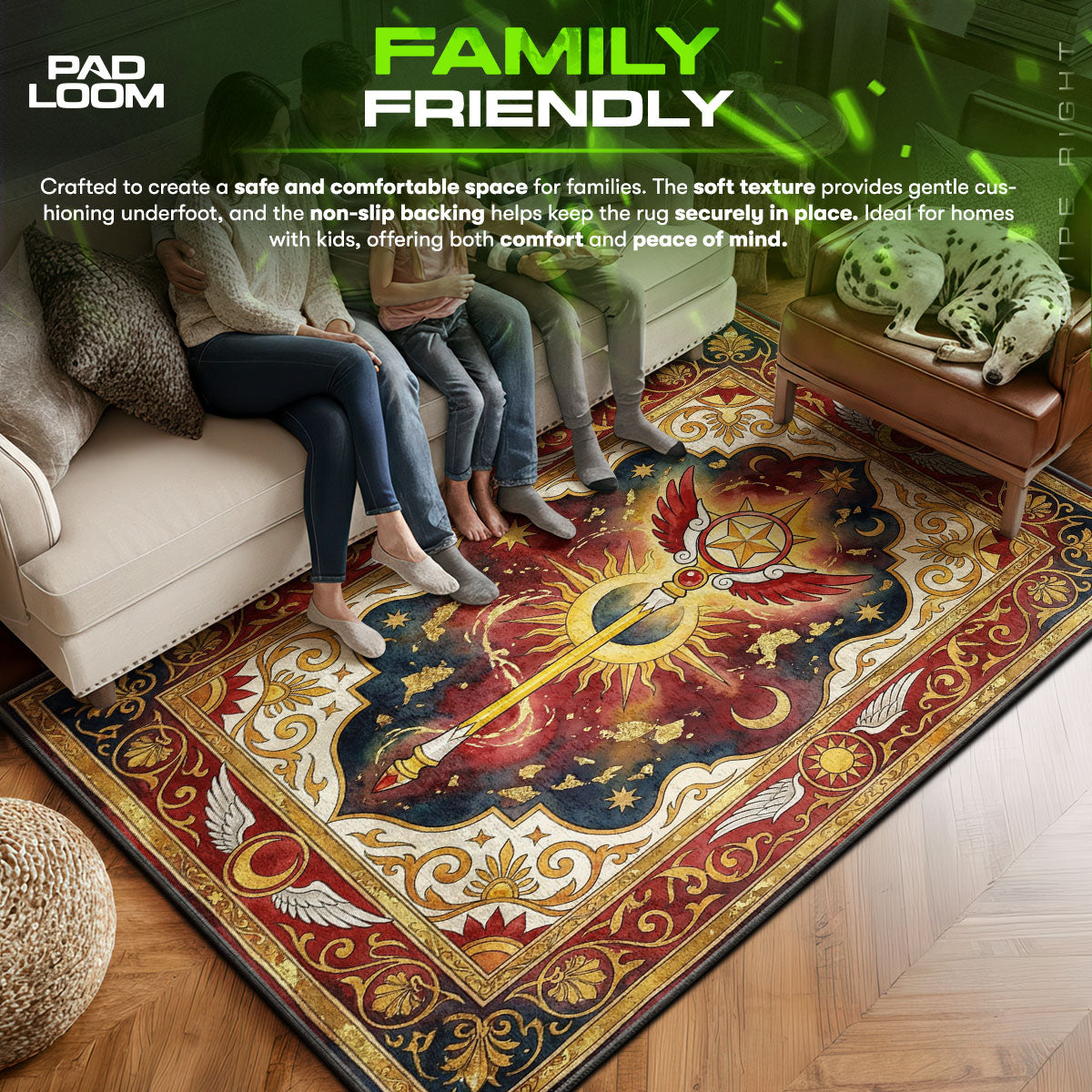 Star area rug showing full home decor artwork