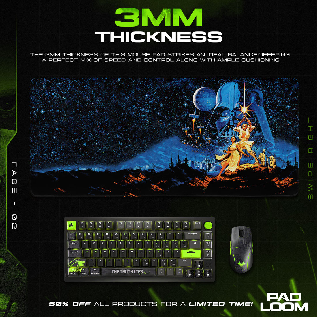 Star Wars Classic Poster Mouse Pad, Sci-Fi Gaming Desk Mat