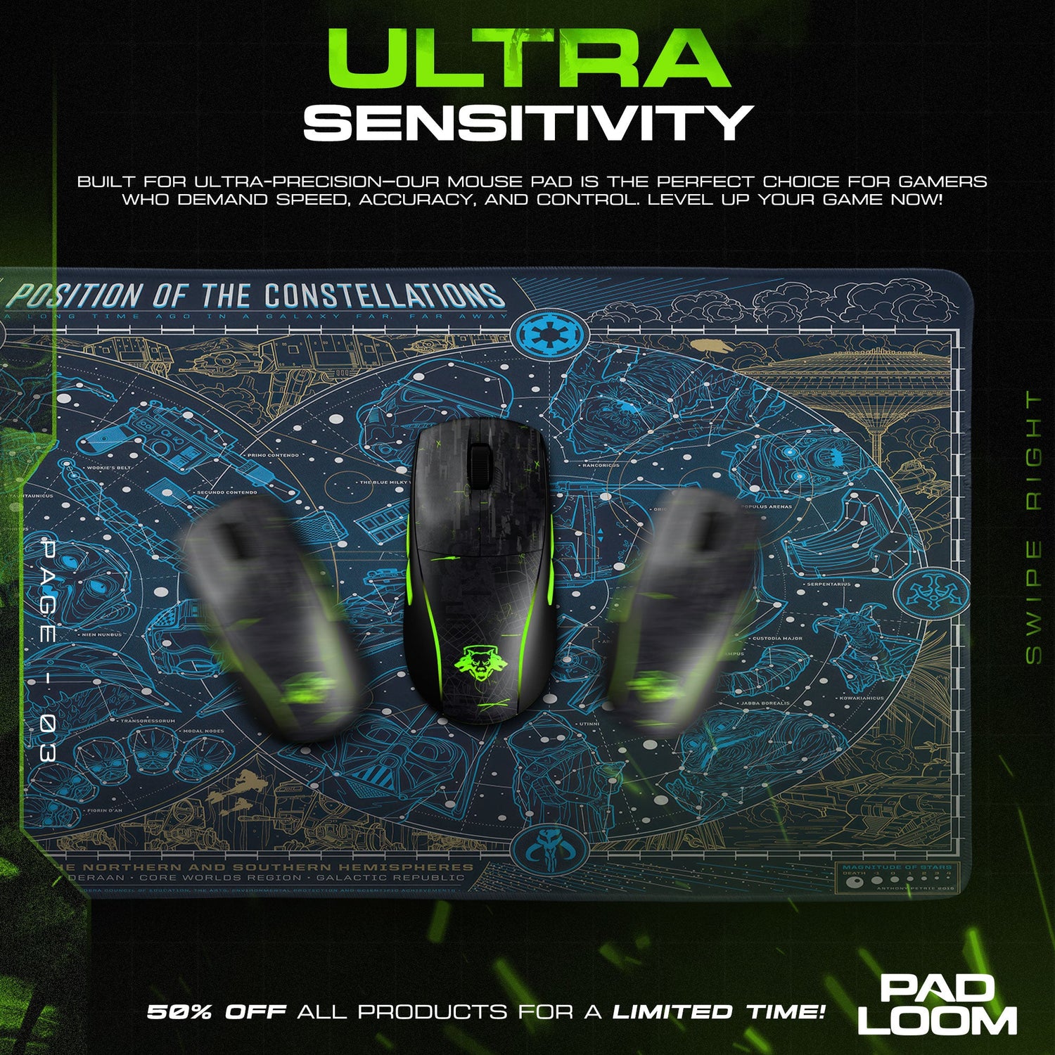Star Wars Constellations Mouse Pad, Gamer Desk Mat Padloom