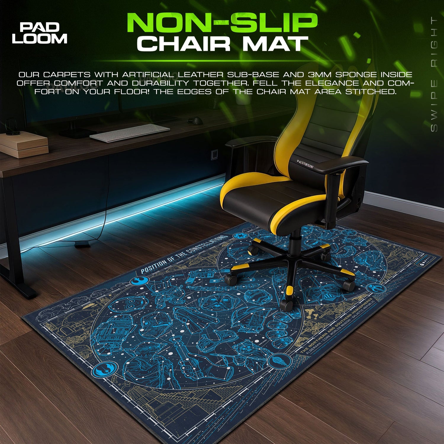 Star Wars Constellations Mouse Pad, Gamer Desk Mat Padloom