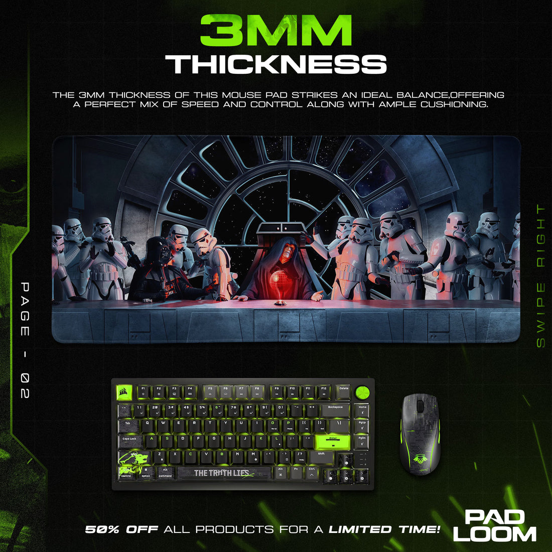 Star Wars Dark Council Mouse Pad, Sci-Fi Gamer Desk Mat