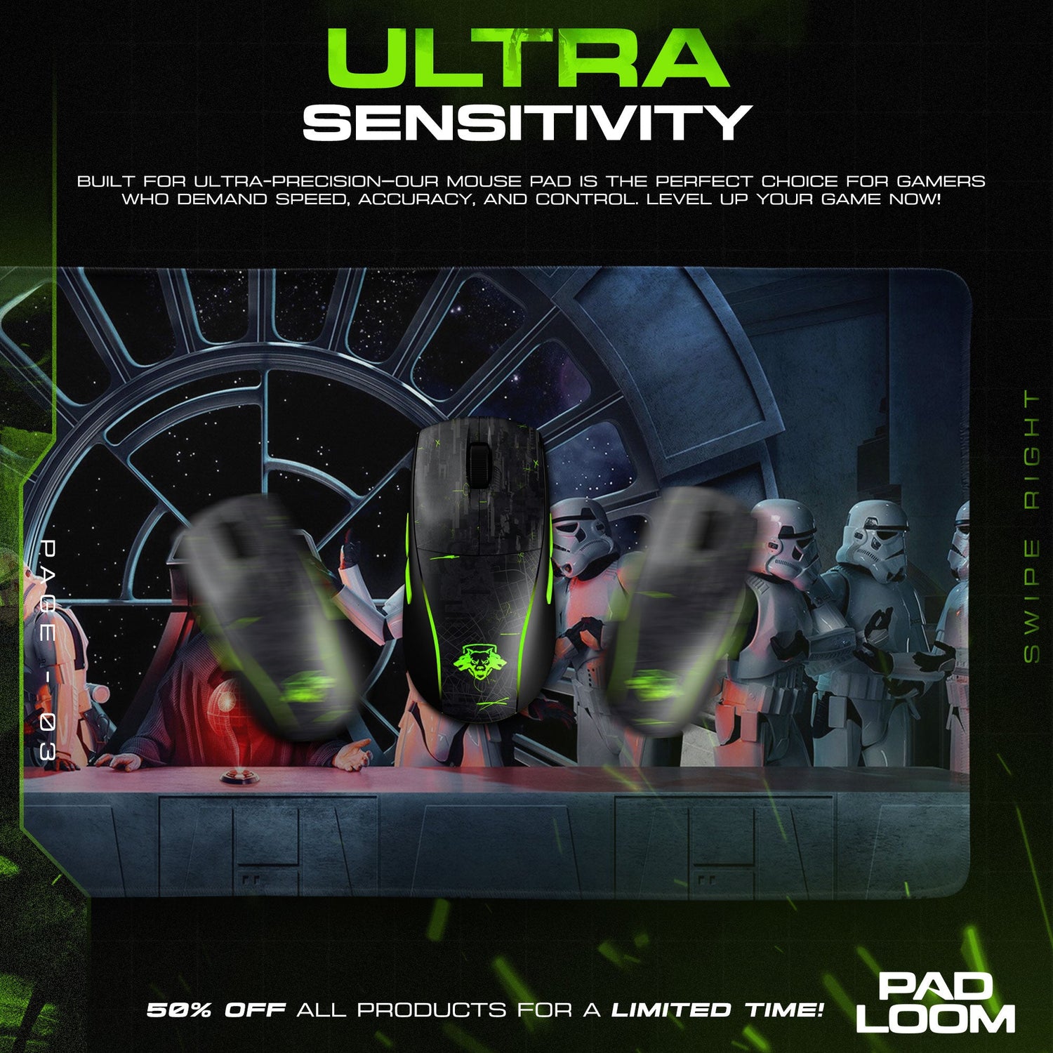 Star Wars Dark Council Mouse Pad, Sci-Fi Gamer Desk Mat Padloom