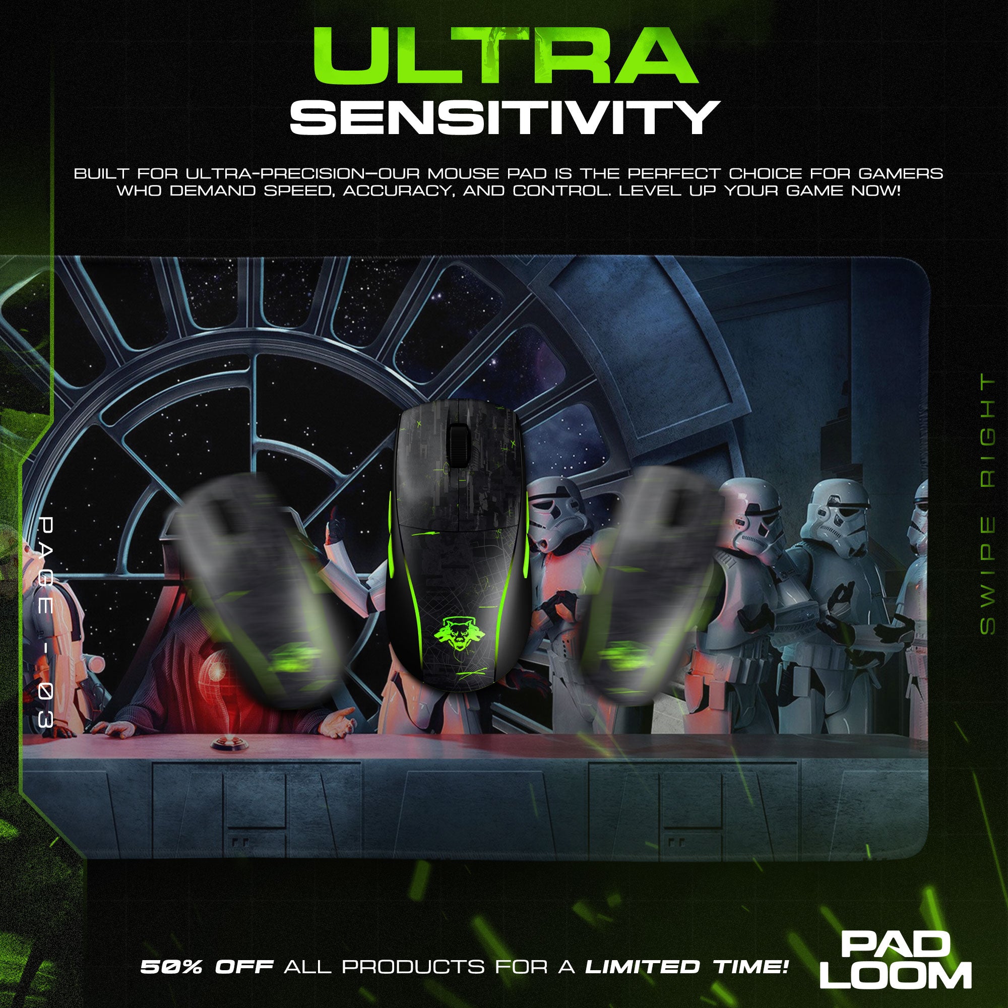 Star Wars Dark Council Mouse Pad, Sci-Fi Gamer Desk Mat
