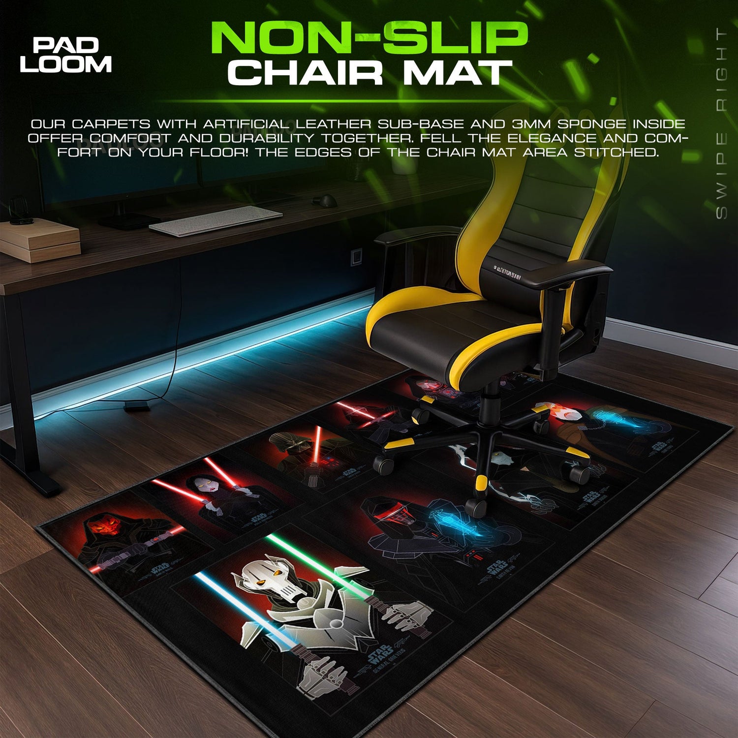 Star Wars Dark Side Masters Mouse Pad, Sci-Fi Gamer Desk Mat Padloom