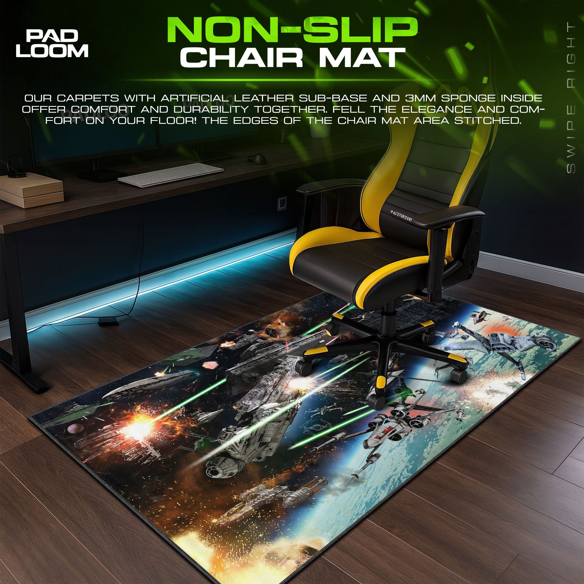Star Wars Galactic Battle Mouse Pad, Space Gaming Desk Mat