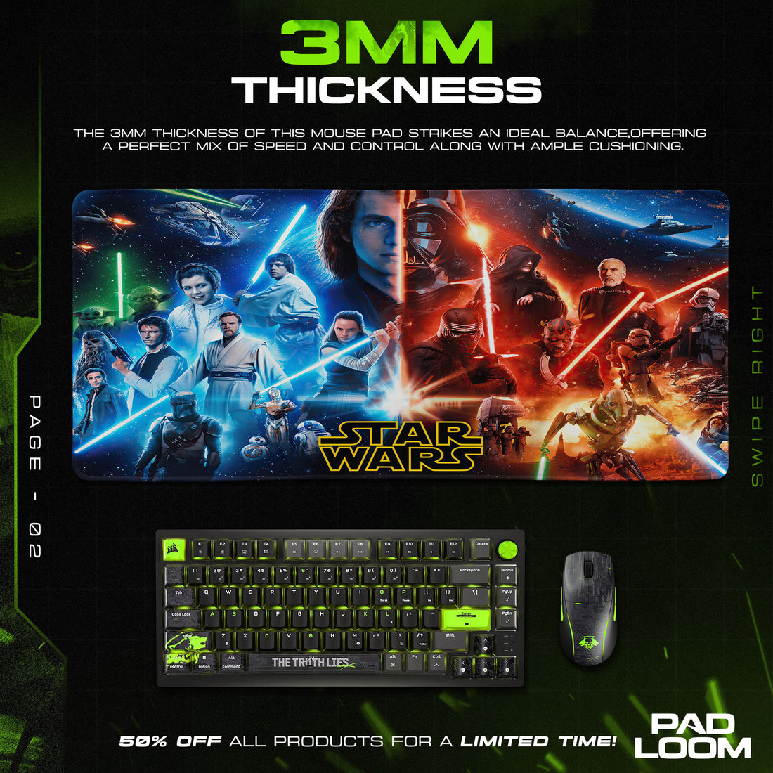 Star Wars Galactic Saga Mouse Pad, Gamer Desk Mat