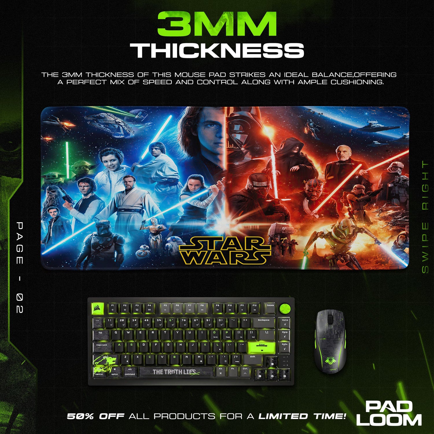 Star Wars Galactic Saga Mouse Pad, Gamer Desk Mat Padloom