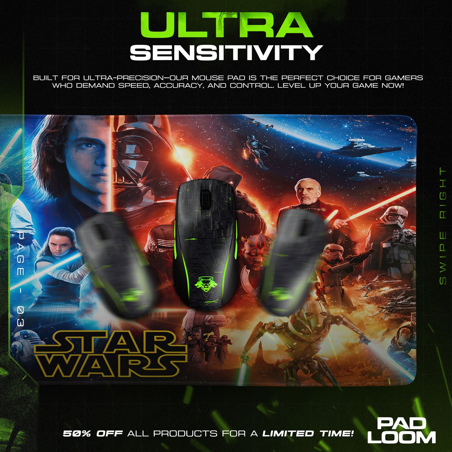 Star Wars Galactic Saga Mouse Pad, Gamer Desk Mat Padloom