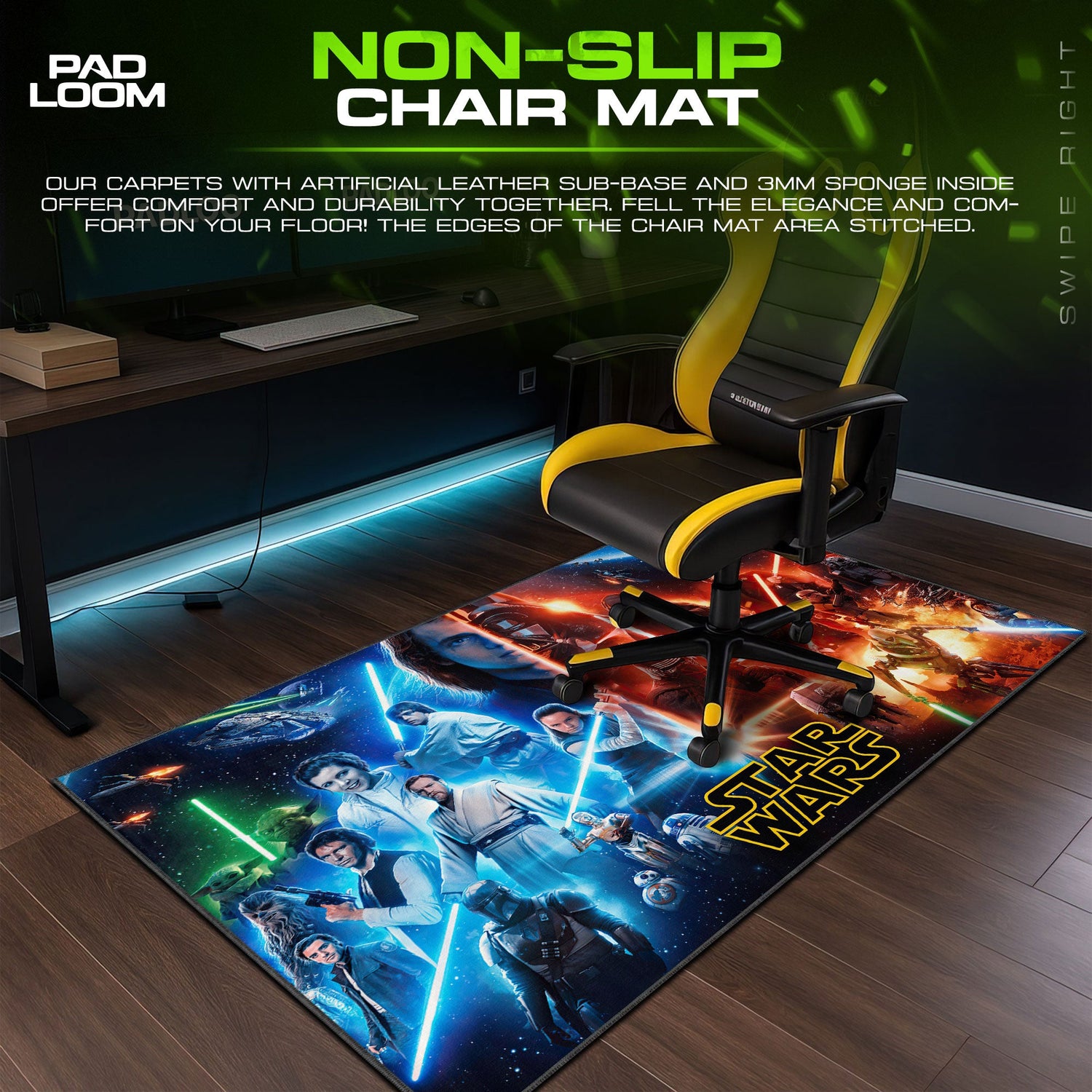 Star Wars Galactic Saga Mouse Pad, Gamer Desk Mat Padloom