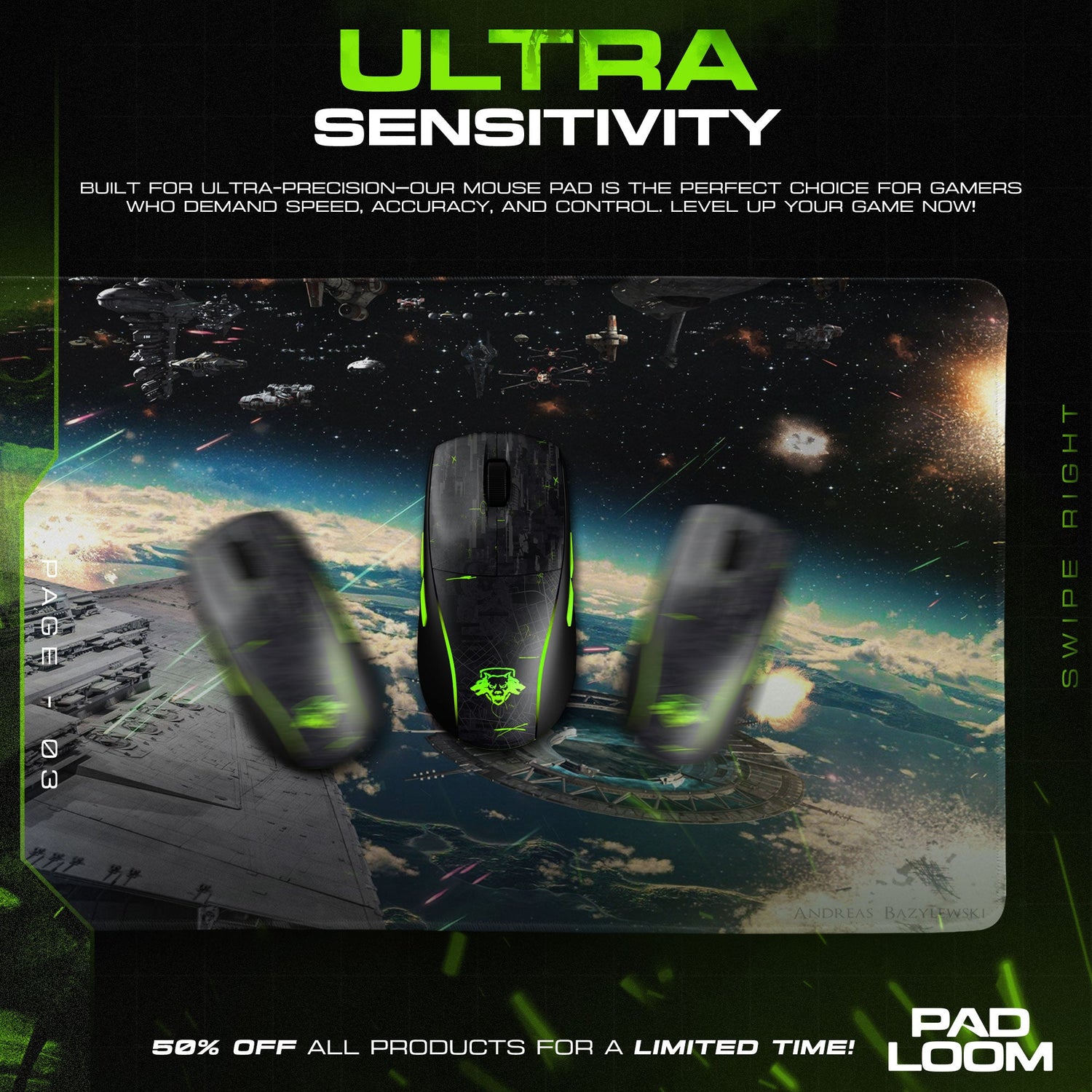 Star Wars Imperial Star Destroyer Mouse Pad, Epic Space Battle Gaming Desk Mat Padloom