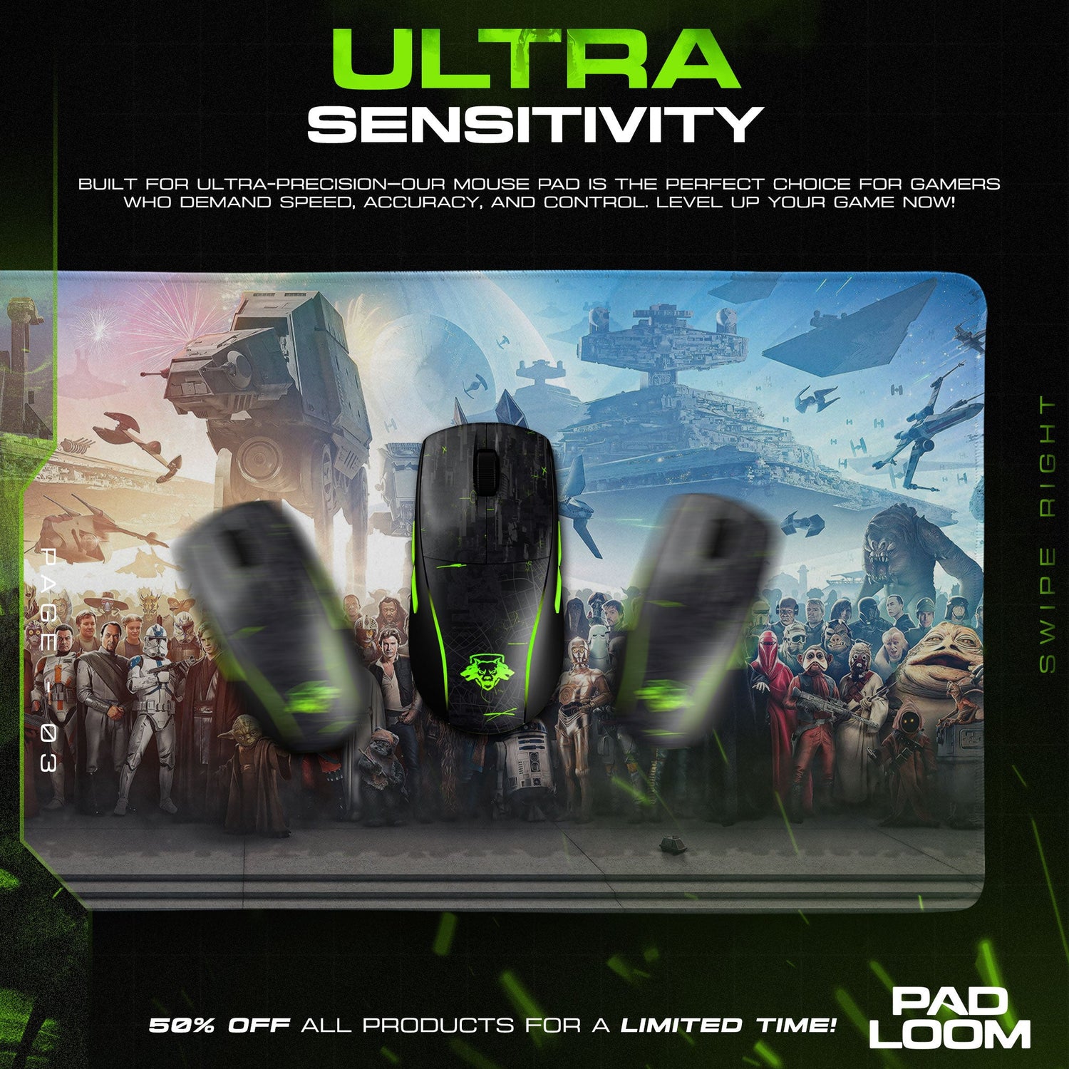 Star Wars Legacy Army Mouse Pad, Gamer Desk Mat Padloom