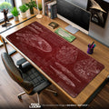 Star Wars Millennium Falcon Red Blueprint Mouse Pad, Gamer Desk Mat Padloom