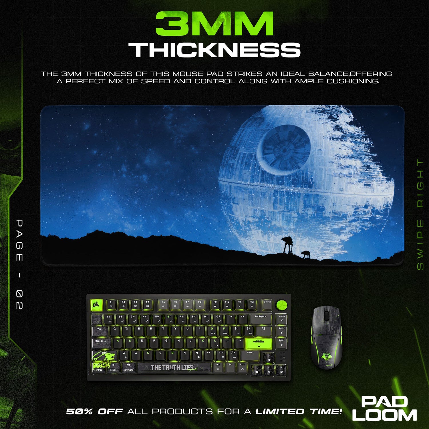 Star Wars Mouse Pad, Death Star Gaming Desk Mat Padloom