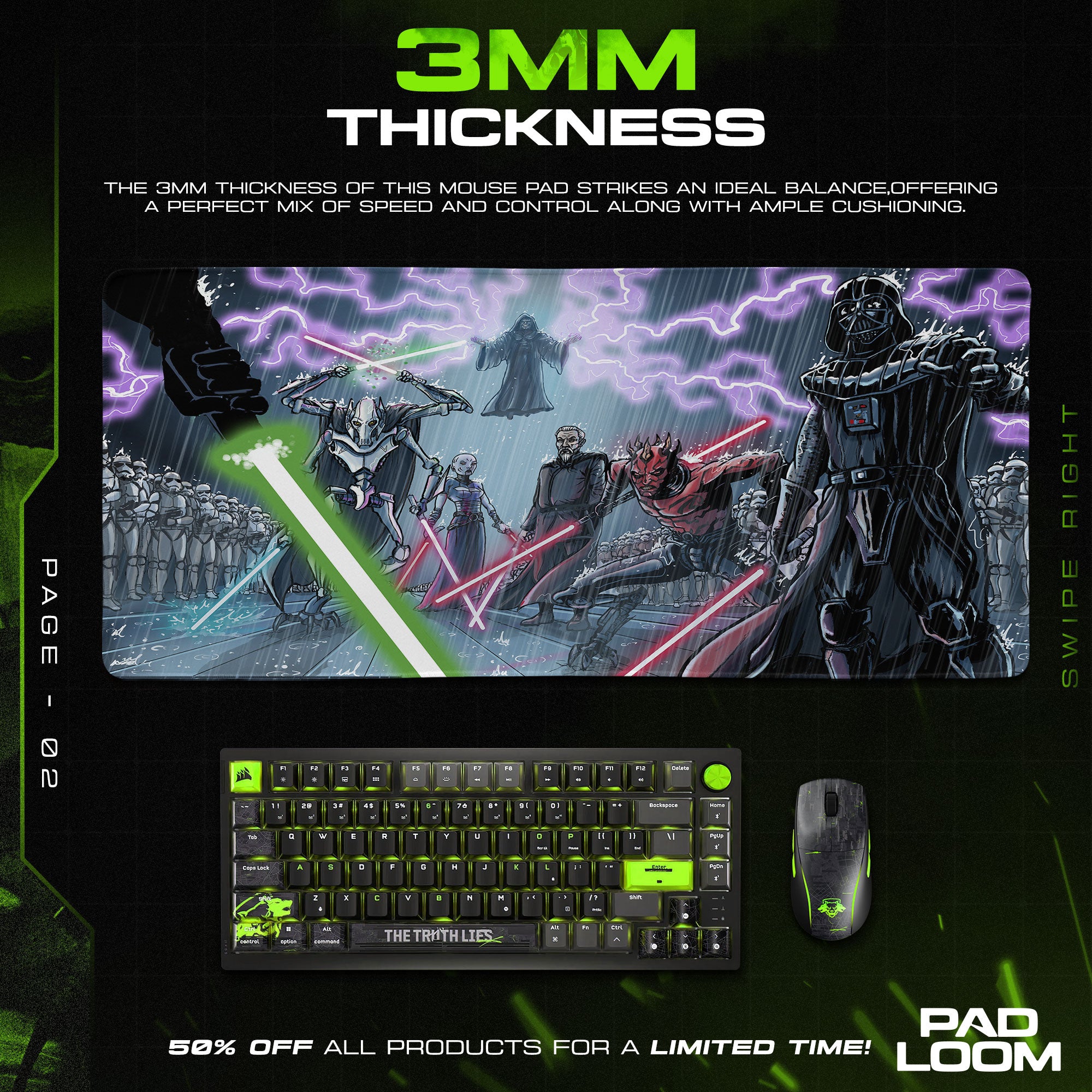 Star Wars Sith Lords Mouse Pad, Sci-Fi Gamer Desk Mat
