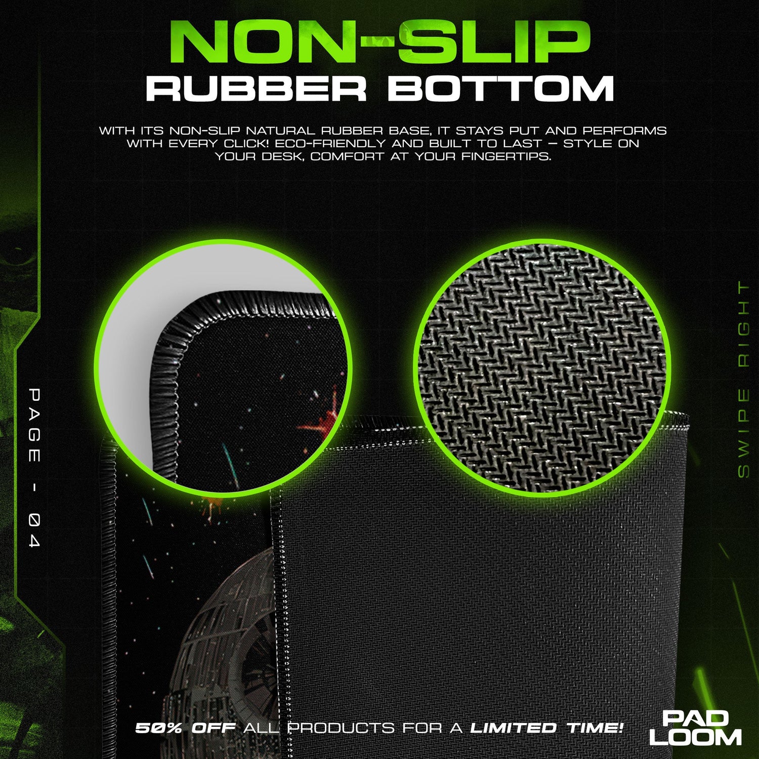 Star Wars Space Battle Mouse Pad, Galactic Gaming Desk Mat Padloom