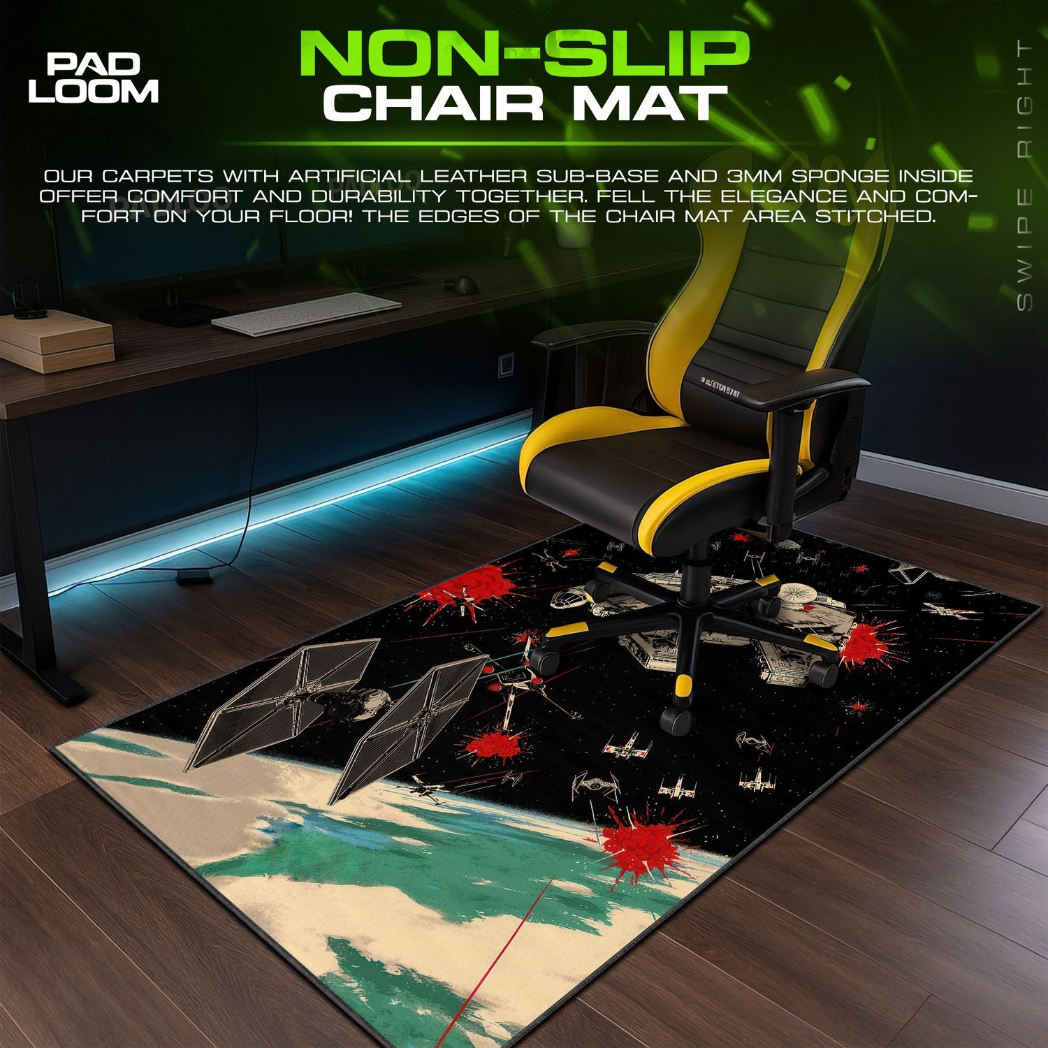 Star Wars Space Battle Mouse Pad, Galactic Gaming Desk Mat Padloom