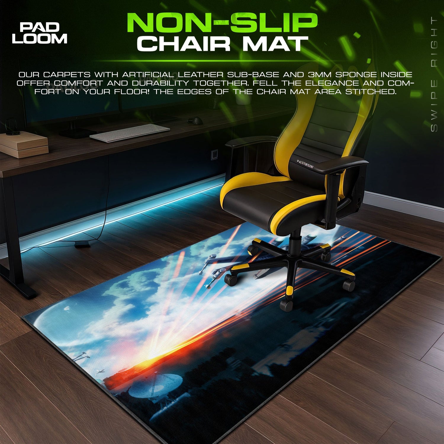 Star Wars Starfighter Battle Mouse Pad, Sci-Fi Gamer Desk Mat Padloom