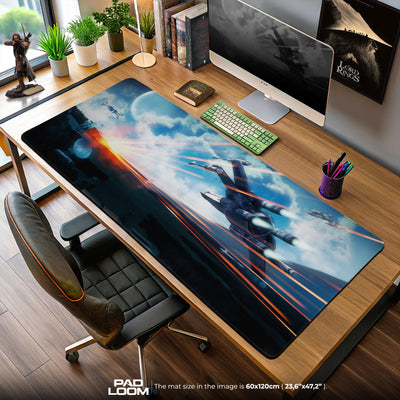 Star Wars Starfighter Battle Mouse Pad, Sci-Fi Gamer Desk Mat