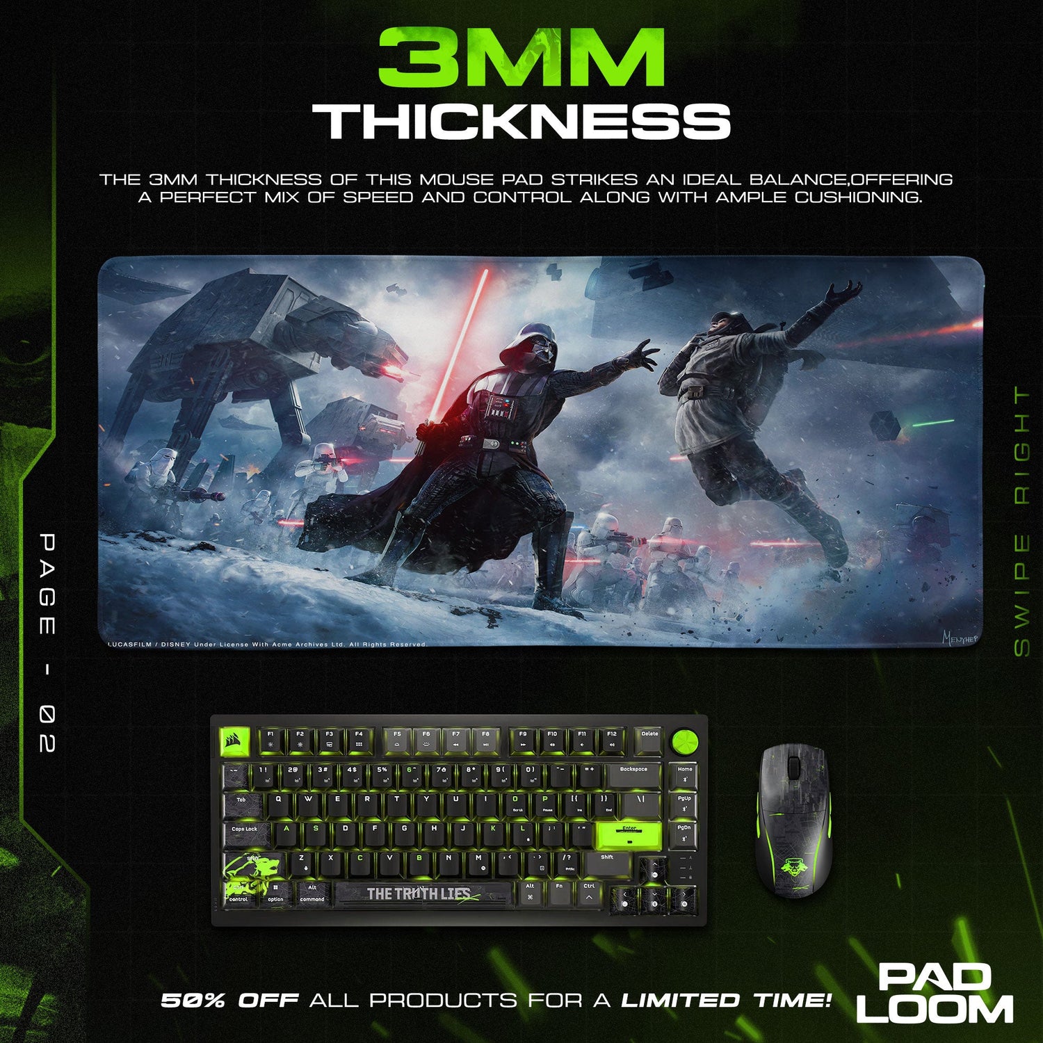 Star Wars Vader Battle Mouse Pad, Sci-Fi Desk Mat Padloom