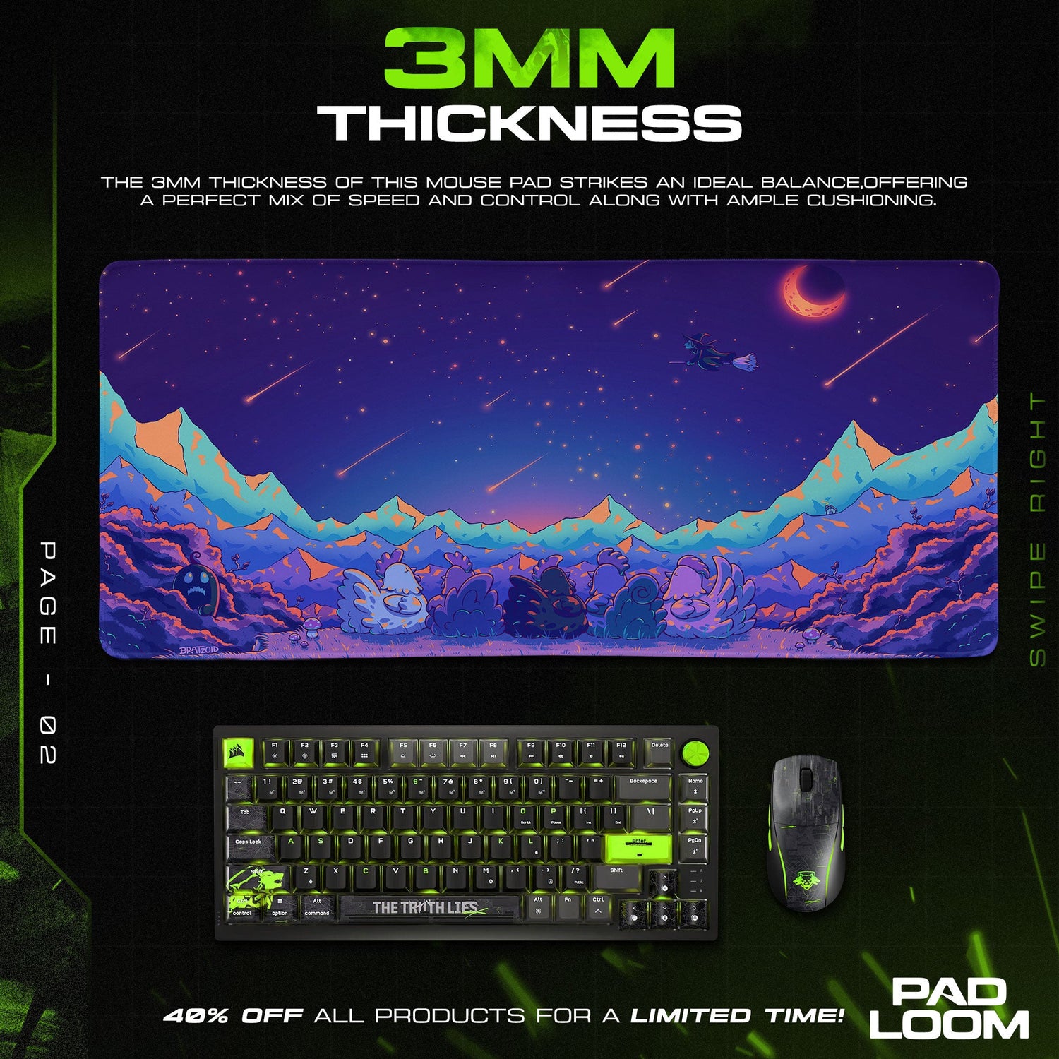 Stardew Valley Night Sky Mouse Pad, Cozy Pixel Gaming Desk Mat Padloom